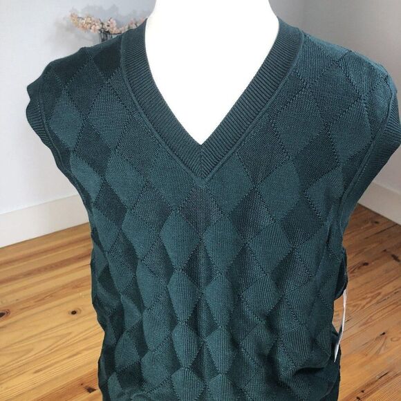 Fairway Greene Men's Pima Cotton V Neck Golf Sweater Vest Large Diamond Pattern - Picture 8 of 12